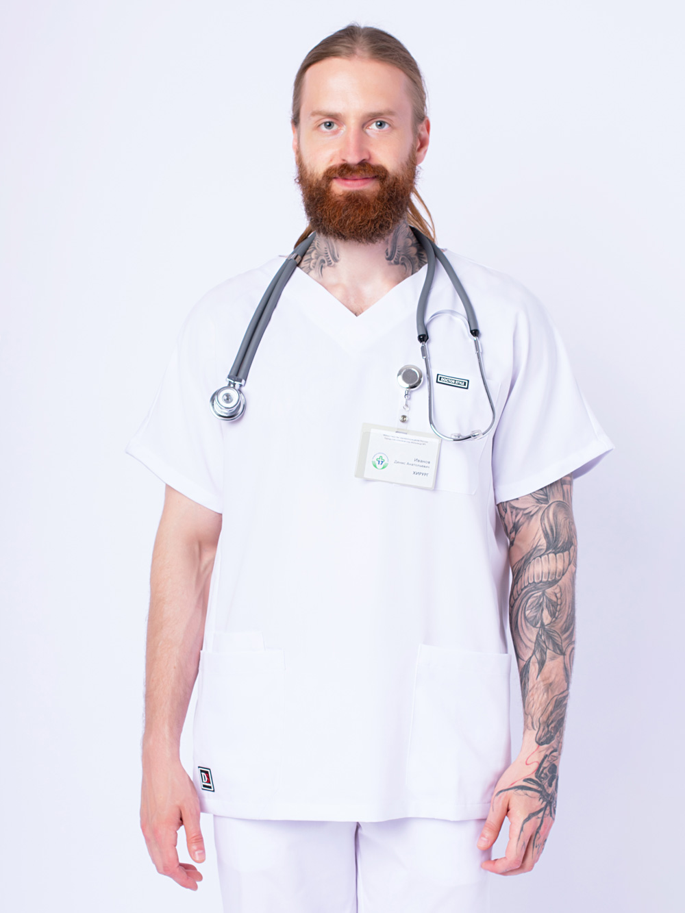 блуза-хирургичка-рубашка-медицинская-белая-с-карманами-доктор-стиль-5