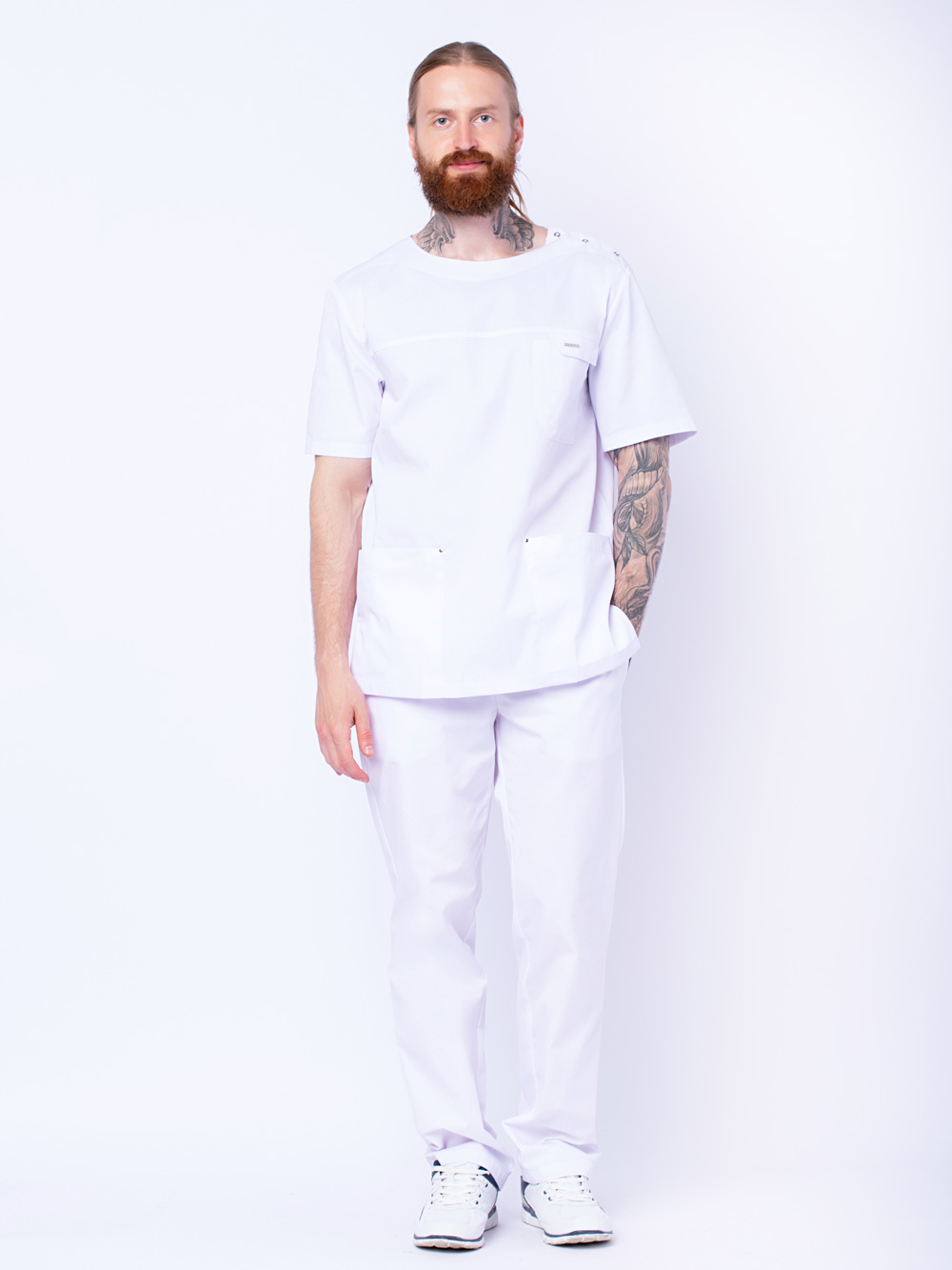 блуза-медицинская-мужская-доктор-стиль-белая-с-карманами-озон-6