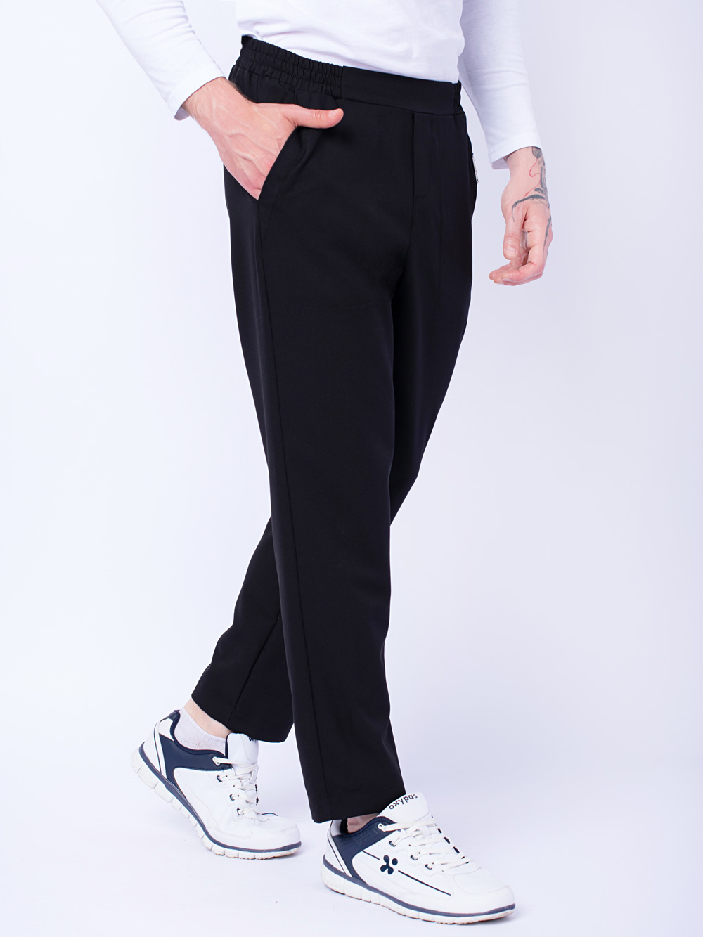 брюки-мужские-медицинские-чёрные-на-резинки-чиносы-доктор-стиль-2