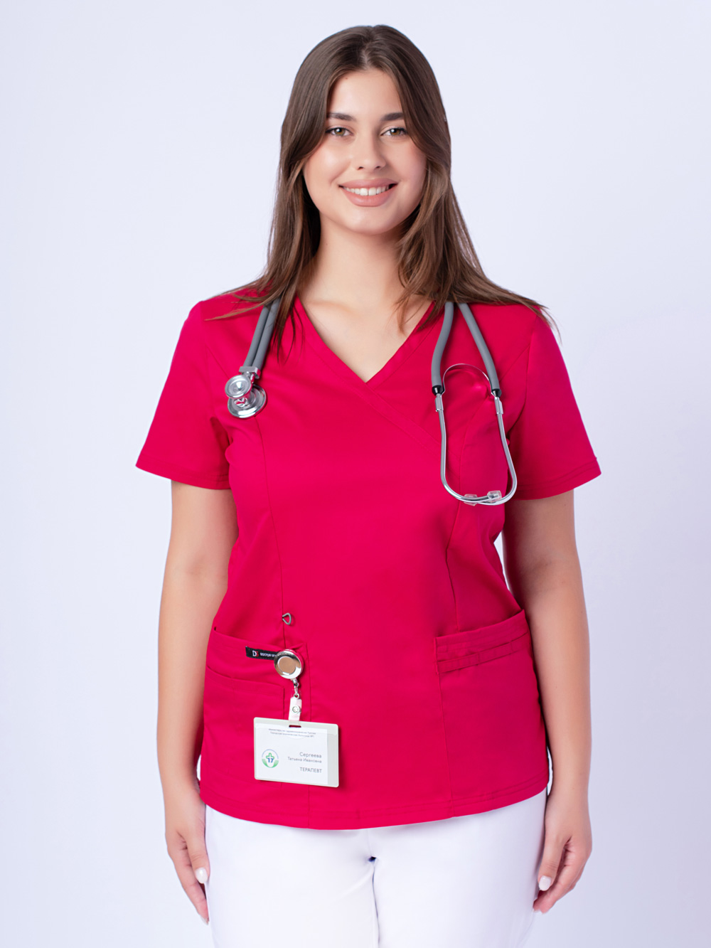 блуза-женская-хирургичка-медицинская-рубашка-доктор-стиль-малинового-цвета-1.1