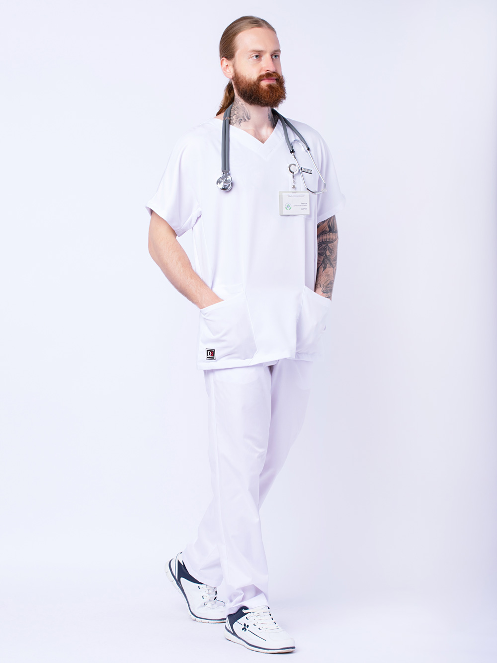 блуза-хирургичка-рубашка-медицинская-белая-с-карманами-доктор-стиль-4