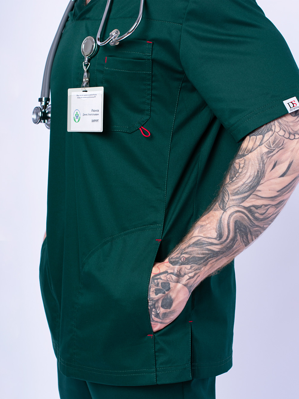 блуза-медицинская-мужская-хирургическая-зелёная-доктор-стиль-10