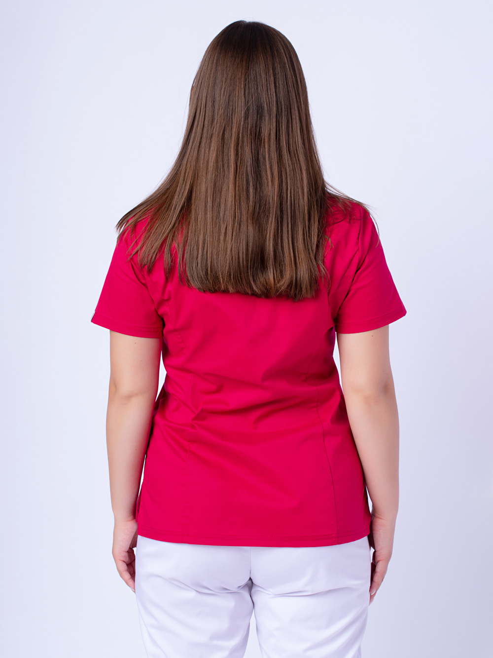 блуза-женская-хирургичка-медицинская-рубашка-доктор-стиль-малинового-цвета-4