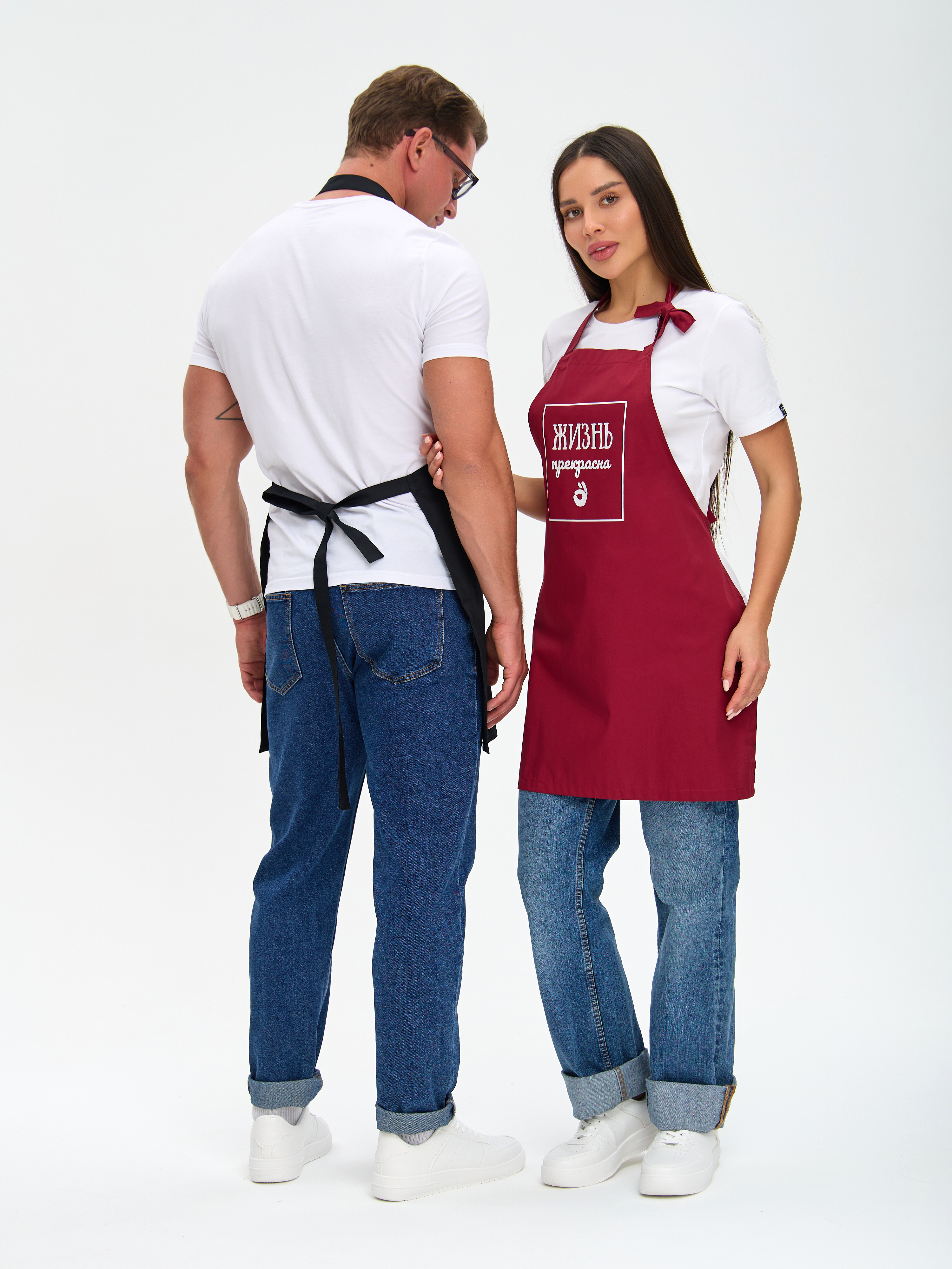 Фартук унисекс «O'Кей», черный и бордо 8