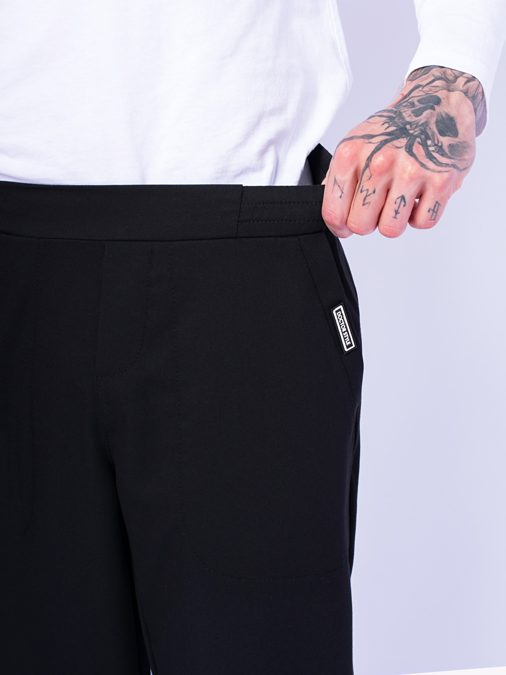 брюки-мужские-медицинские-чёрные-на-резинки-чиносы-доктор-стиль-6