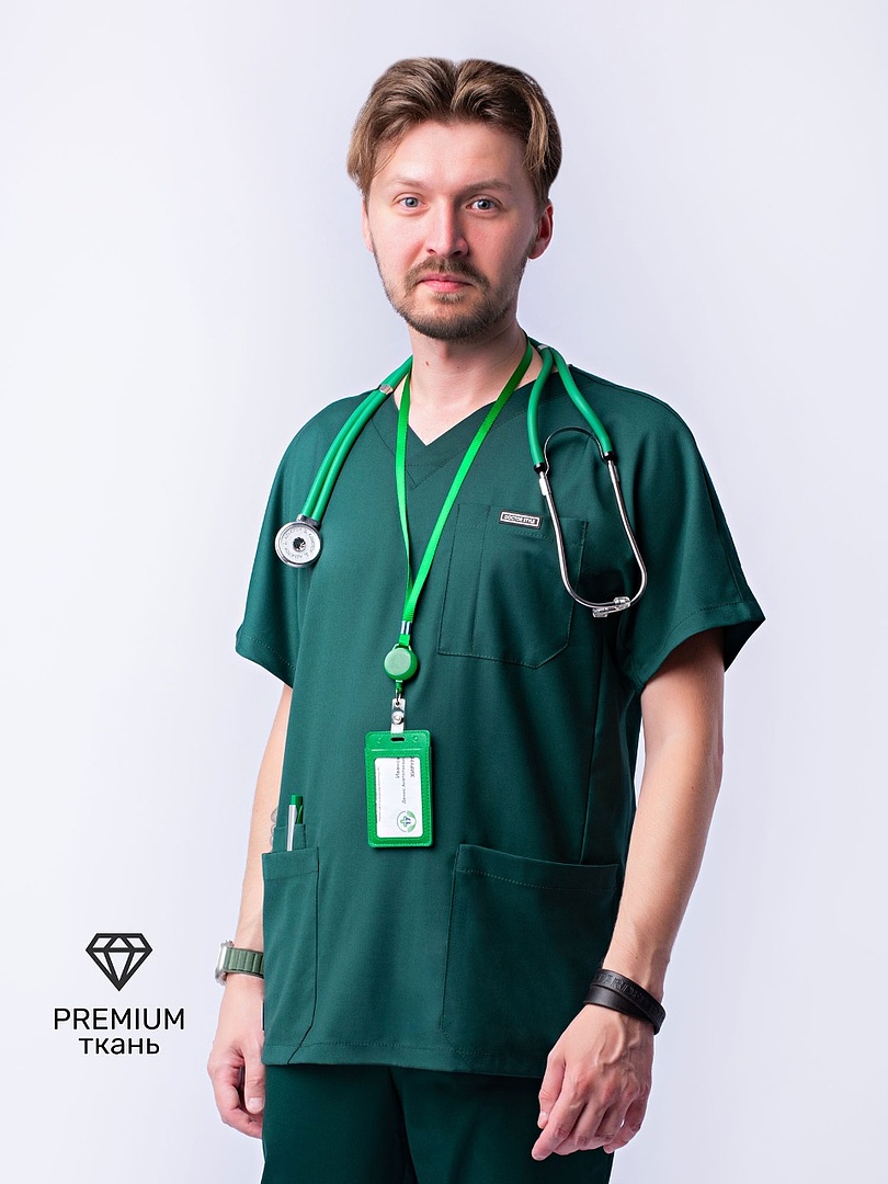 Медицинская блуза мужская Крош TREND, бутылочная NEW
