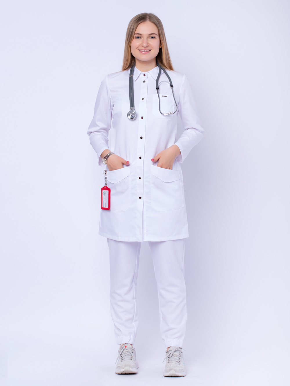 Халат-медицинский-женский-белый-доктор-стиль-