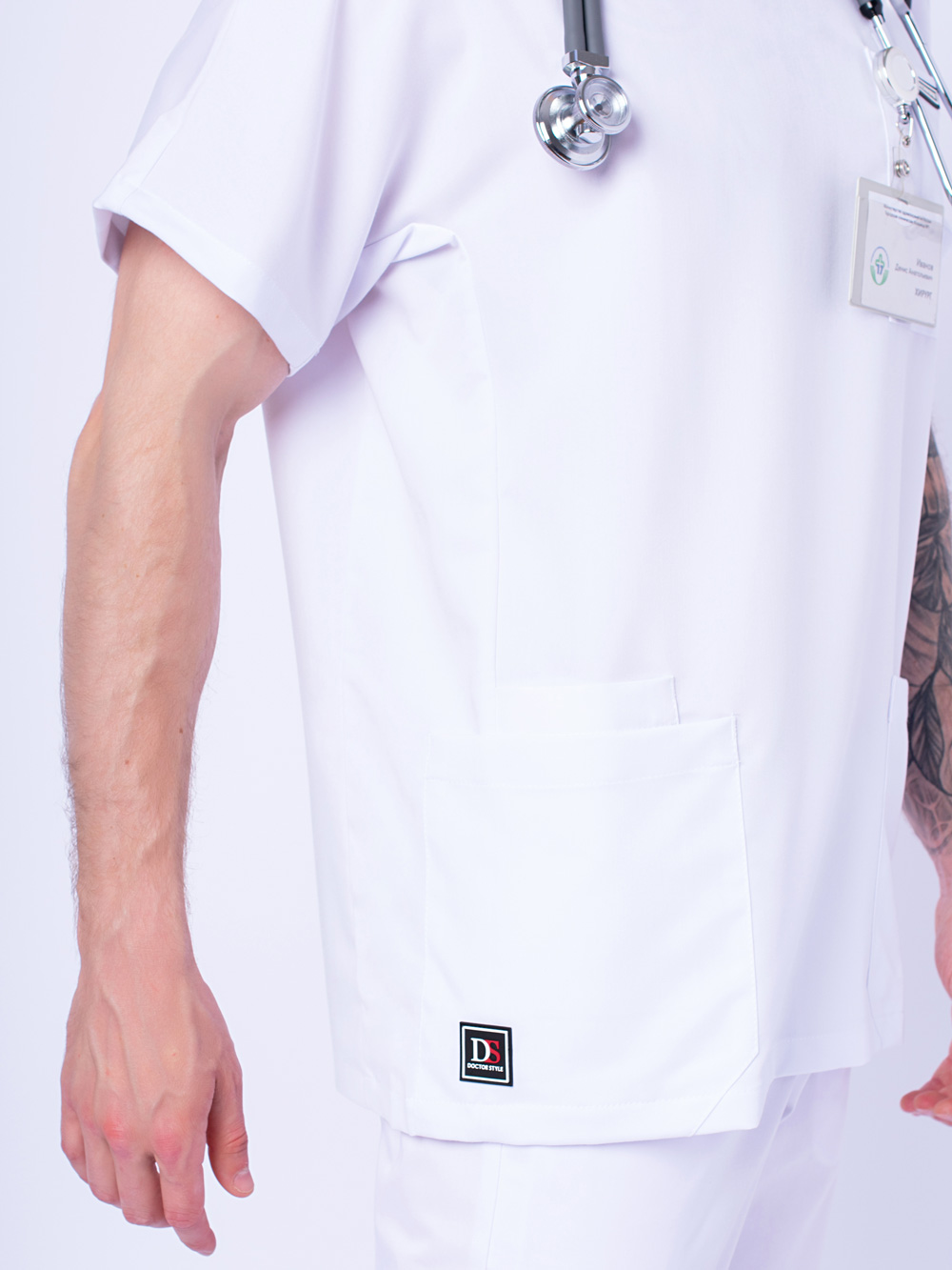 блуза-хирургичка-рубашка-медицинская-белая-с-карманами-доктор-стиль-6