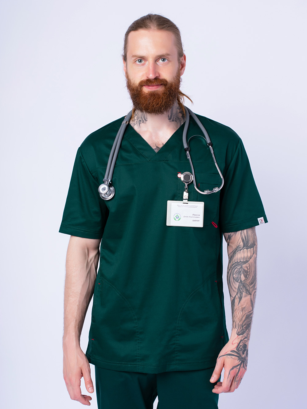 блуза-медицинская-мужская-хирургическая-зелёная-доктор-стиль-1