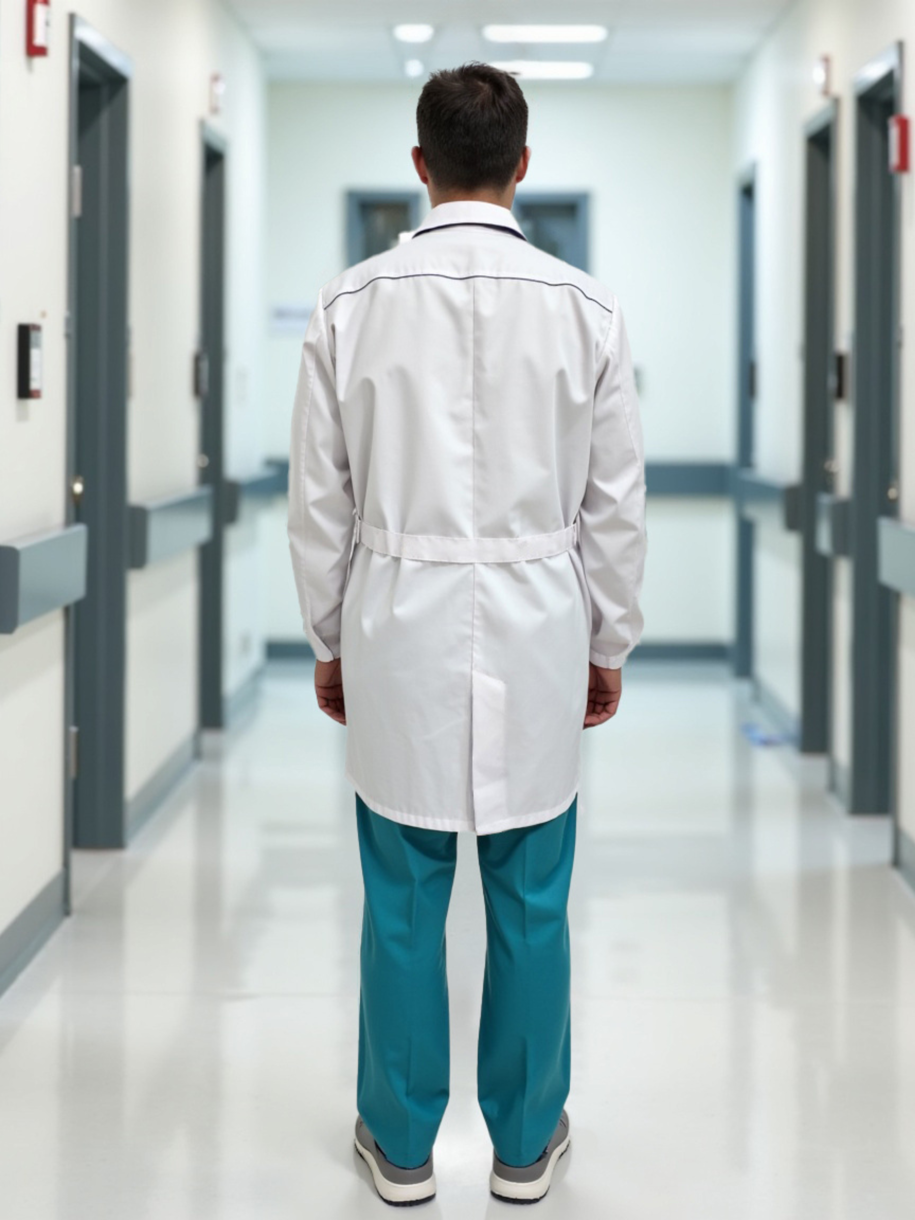 Медицинский халат мужской Силуэт, белыйтемно-синий 3