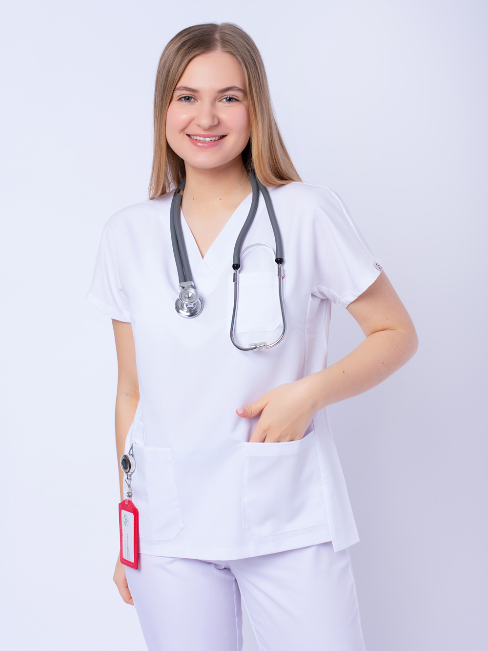 Медицинская блуза-топ женская Нюша TREND, белая (9)